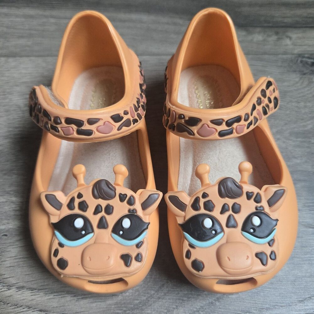Mini Melissa Ultragirl Giraffe Mary Jane Toddler Shoes Orange Peach Size 5 US